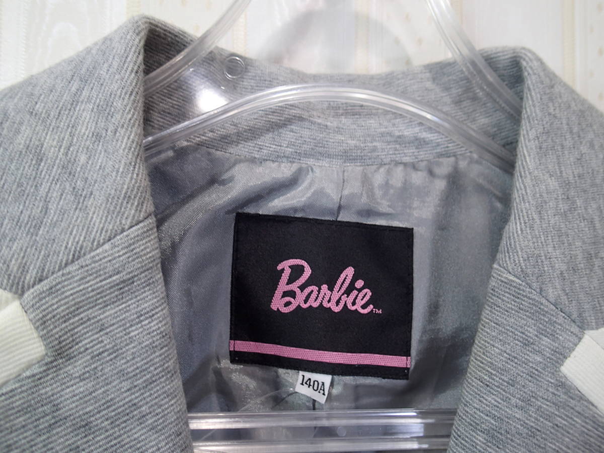 * Barbie /Barbie 140cm* хлопок жакет & в клетку Short flair юбка-брюки верх и низ в комплекте ( серый )t975