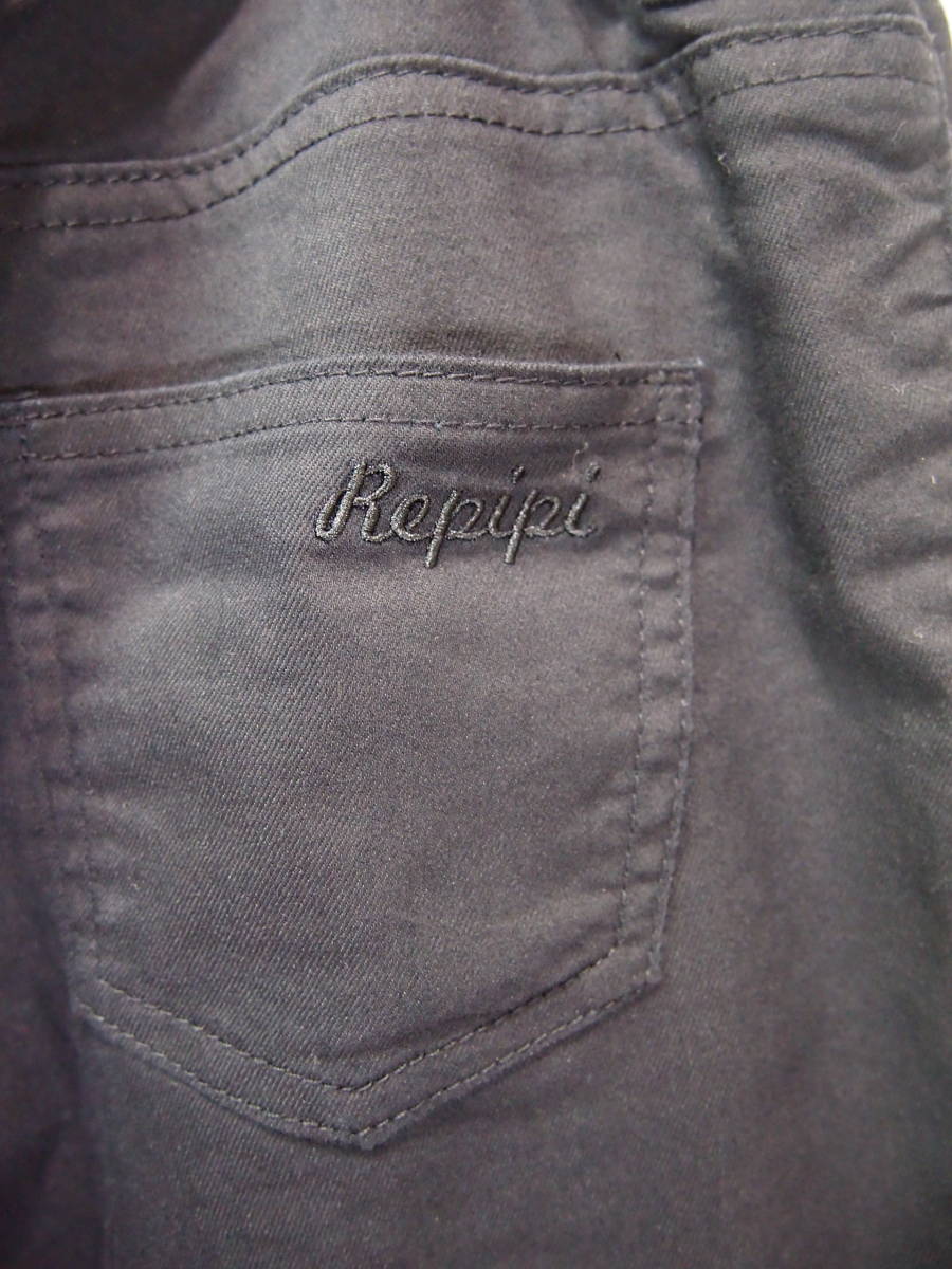 ★repipi armario/レピピアルマリオ 130cmくらい（S)★裾リボン　ブラックパンツ/長ズボン（ウエストゴム調整可能）ｔ997_画像9