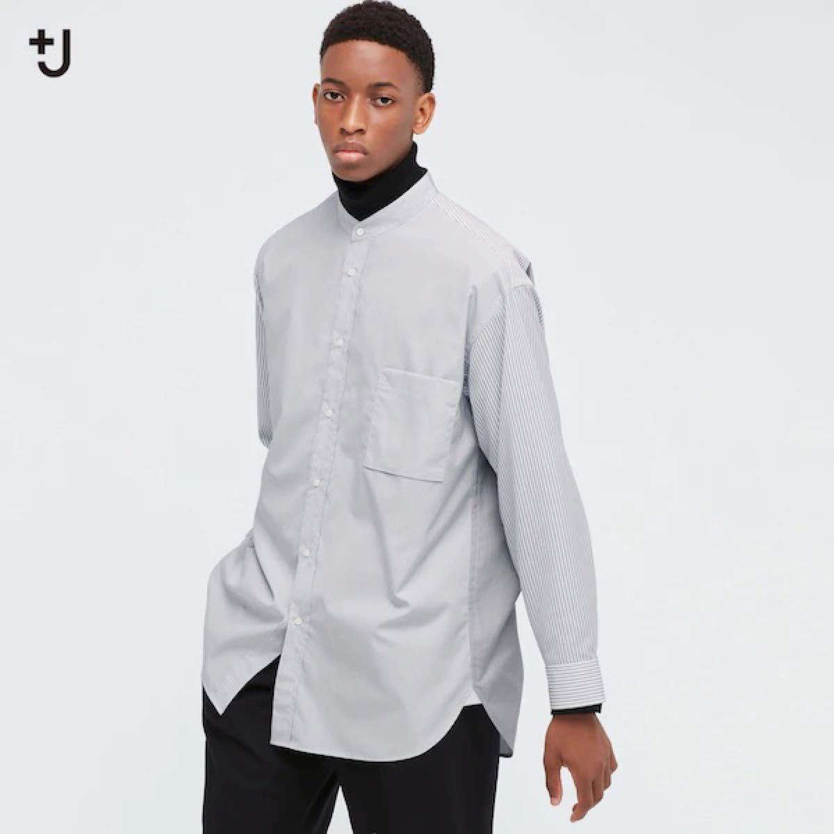 UNIQLO ジルサンダー +J シャツ スタンドカラー ストライプ UNIQLO ジルサンダー +J シャツ スタンドカラー ストライプ