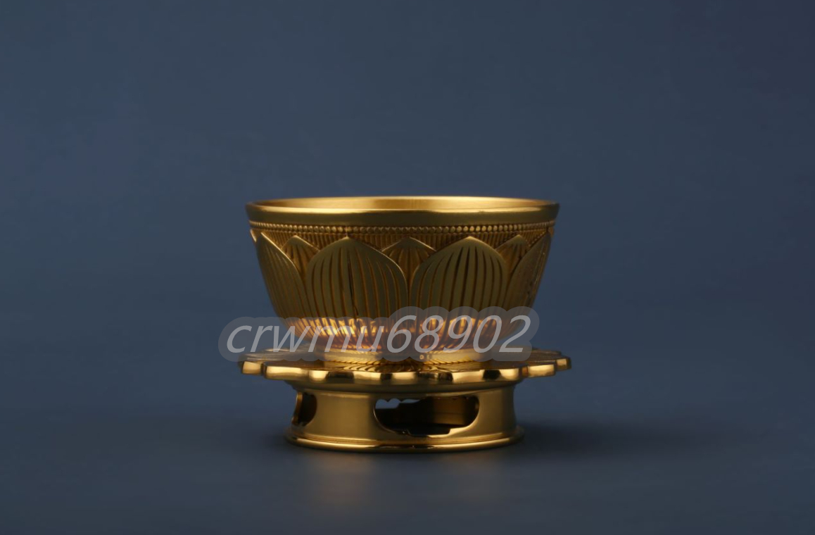 密教法具 蓮華 一面器 前具 六器一組 真鍮製 仏壇、仏具 密教法具 蓮華 一面器 前具 六器一組 真鍮製 仏壇、仏具