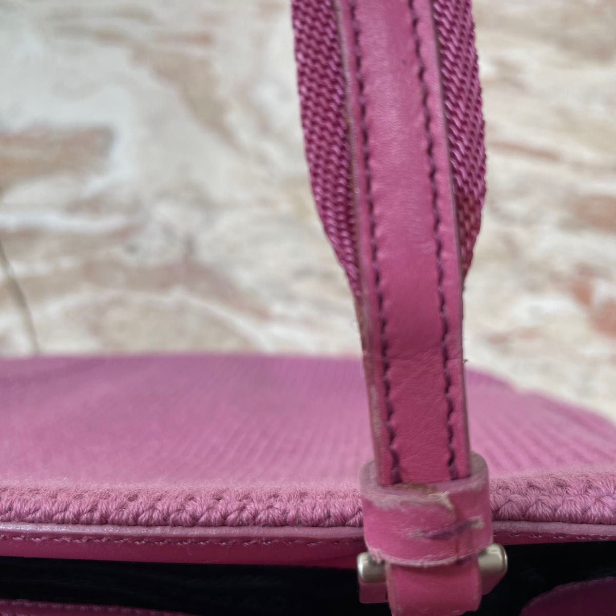 正規品【PRADA】プラダ【ピンクニット トートバッグ】約25×24×8 正規品【PRADA】プラダ【ピンクニット トートバッグ】約25×24×8
