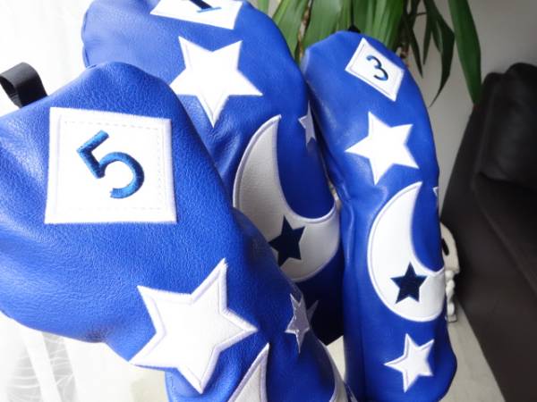 460対応！レザー調スター　ムーンカバー３点ブルー　テーラーメイド_画像1