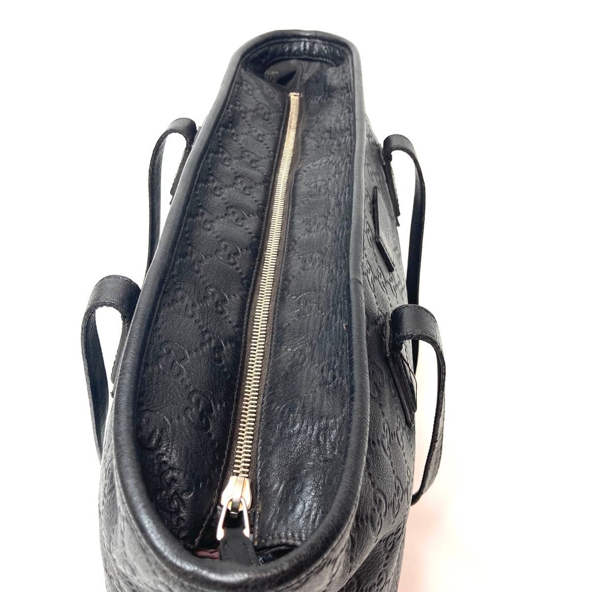 グッチ GUCCI 本革 トートバッグ GG 型押し レザー ブラック 黒 グッチ GUCCI 本革 トートバッグ GG 型押し レザー ブラック 黒