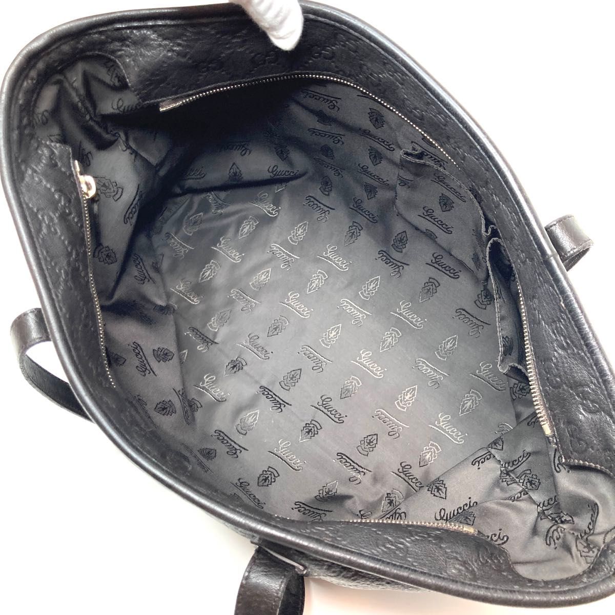 グッチ GUCCI 本革 トートバッグ GG 型押し レザー ブラック 黒 グッチ GUCCI 本革 トートバッグ GG 型押し レザー ブラック 黒