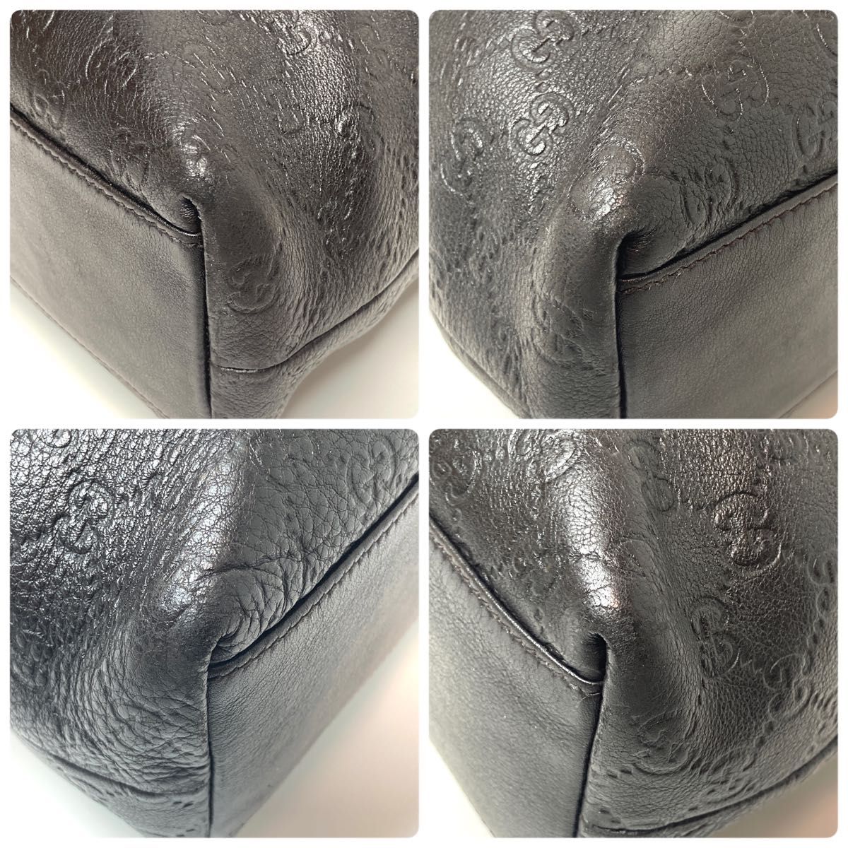 グッチ GUCCI 本革 トートバッグ GG 型押し レザー ブラック 黒 グッチ GUCCI 本革 トートバッグ GG 型押し レザー ブラック 黒