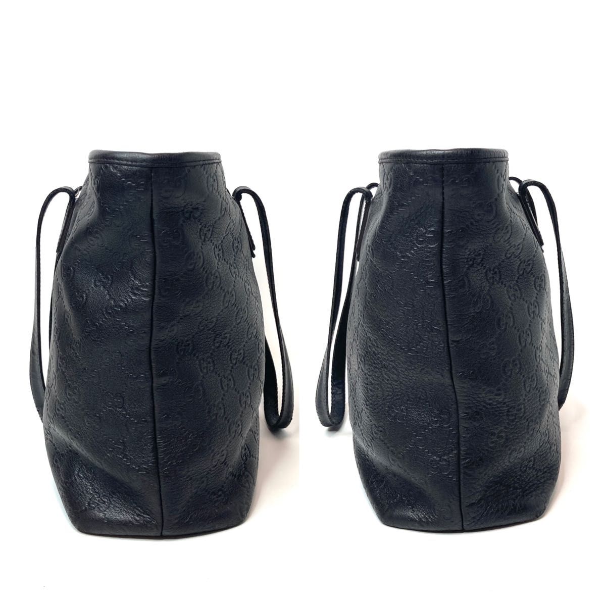 グッチ GUCCI 本革 トートバッグ GG 型押し レザー ブラック 黒 グッチ GUCCI 本革 トートバッグ GG 型押し レザー ブラック 黒