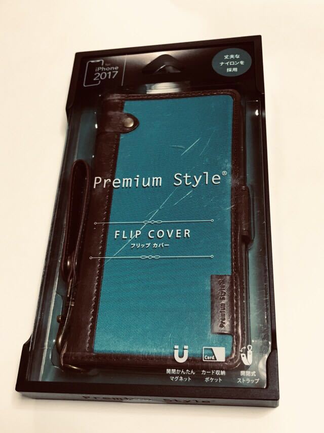  anonymity postage included iPhoneX for f lip cover notebook type case PG-17XFP23BL blue green new goods I ho n10 iPhone X/AR5