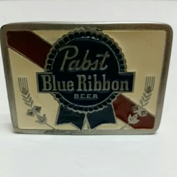 【Pabst Blue Ribbon】★パブスト ビール ベルト バックル★バドワイザー ハイネケン クアーズ コロナ ギネス ミラー ビール 酒 好きに！_画像1