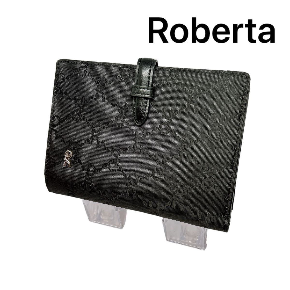 ロベルタ ディ カメリーノ 未使用品 財布 二つ折り黒 総柄 人気 ロベルタ ディ カメリーノ 未使用品 財布 二つ折り黒 総柄 人気