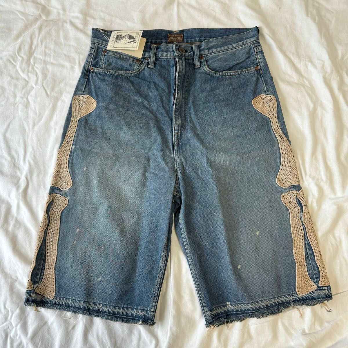 kapital 14ozブルーデニム 5Pショートパンツ(BONE刺繍) 34 kapital 14ozブルーデニム 5Pショートパンツ(BONE刺繍) 34