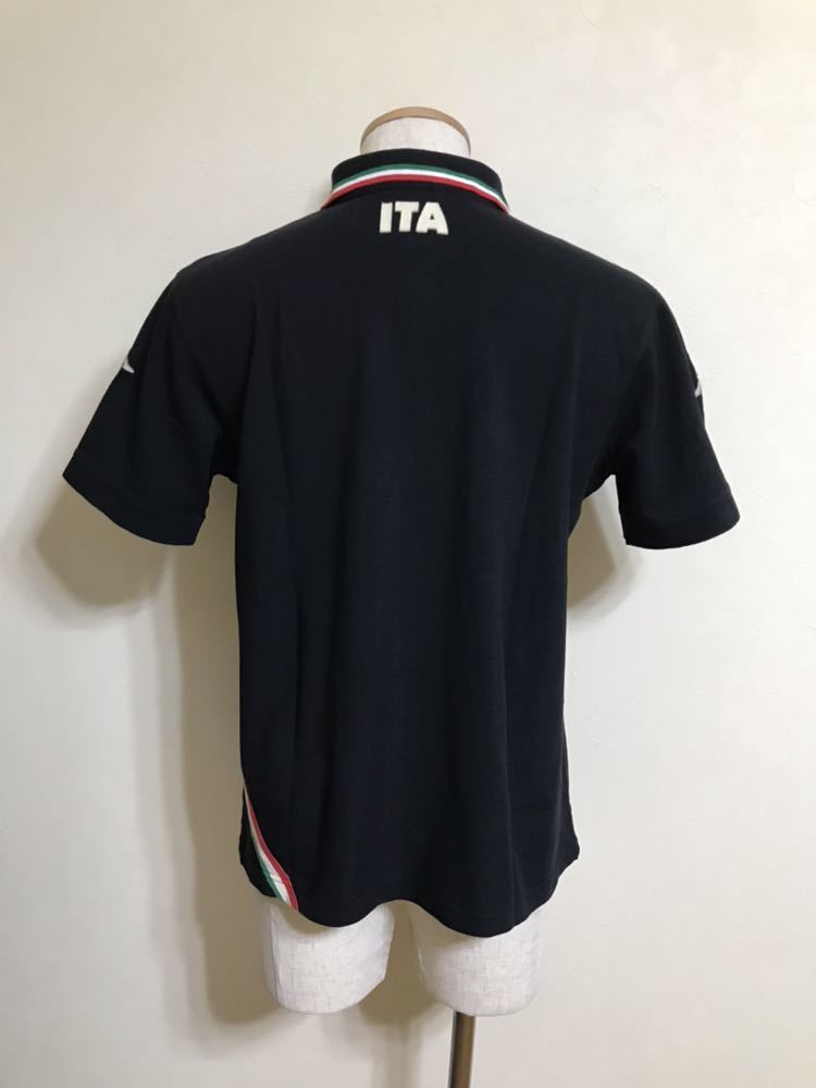 【良品】 kappa ITALIA GOLF カッパ イタリア ゴルフ 鹿の子 ポロシャツ サイズO 半袖 黒 トップス ウェアー_画像2
