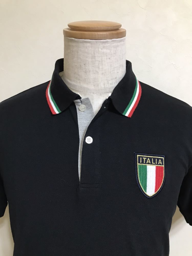 【良品】 kappa ITALIA GOLF カッパ イタリア ゴルフ 鹿の子 ポロシャツ サイズO 半袖 黒 トップス ウェアー_画像3