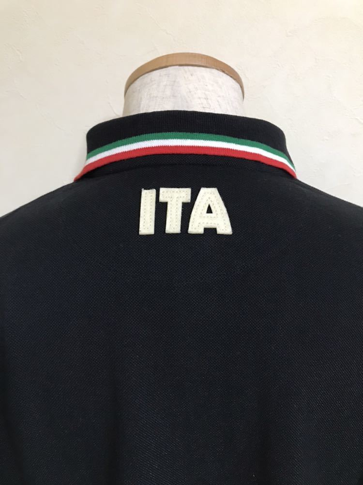 【良品】 kappa ITALIA GOLF カッパ イタリア ゴルフ 鹿の子 ポロシャツ サイズO 半袖 黒 トップス ウェアー_画像4