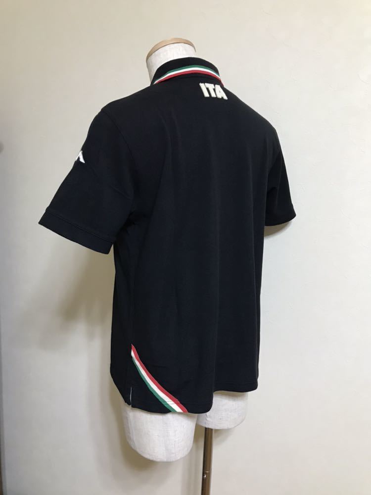 【良品】 kappa ITALIA GOLF カッパ イタリア ゴルフ 鹿の子 ポロシャツ サイズO 半袖 黒 トップス ウェアー_画像10