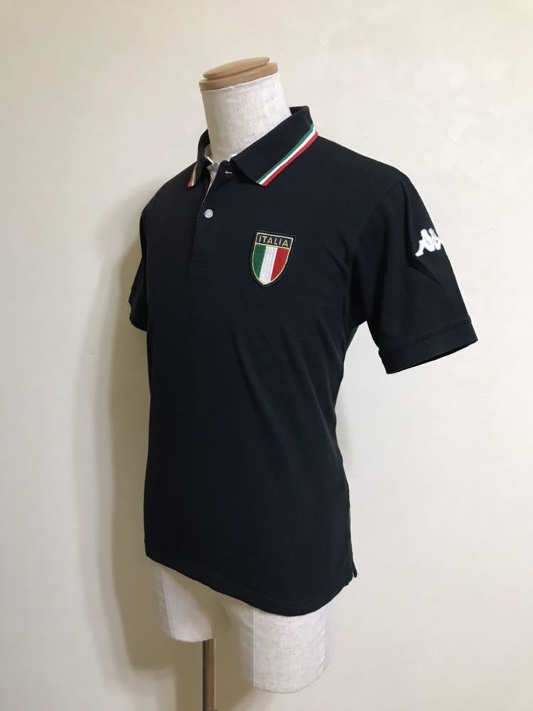 【良品】 kappa ITALIA GOLF カッパ イタリア ゴルフ 鹿の子 ポロシャツ サイズO 半袖 黒 トップス ウェアー_画像6