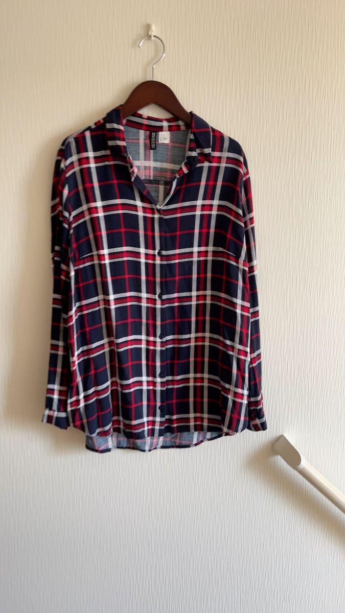 (美品)H&M*レーヨンチェックシャツ42