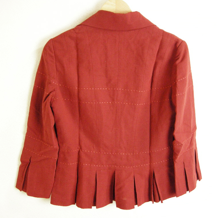 ■Sybilla【シビラ】赤 えんじ系 ステッチ 裾 デザイン ジャケット M_画像4