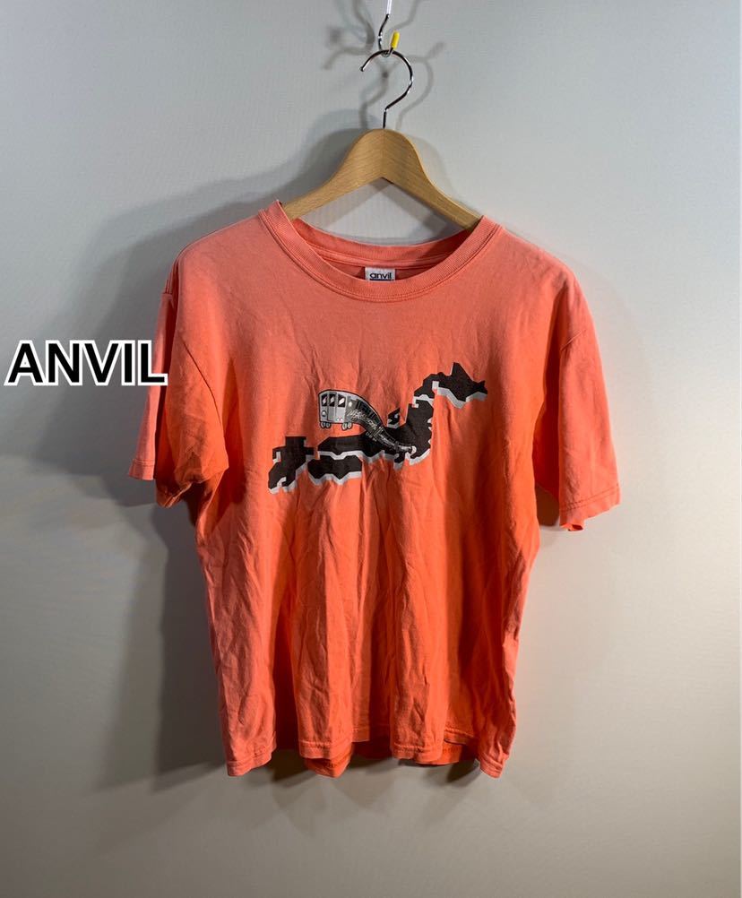 USA古着　00's■ANVIL アンビル■Y2K日本列島地図 faded Tシャツ 米国製:M☆BH-434_画像1