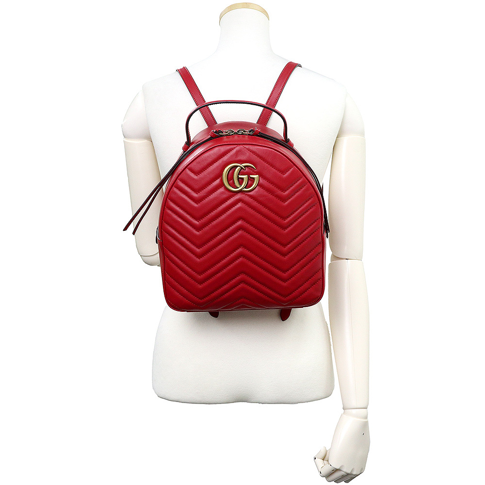 ( не использовался выставленный товар ) Gucci GUCCI GGma-monto рюкзак Day Pack машина fs gold кожа красный красный античный Gold металлические принадлежности 476671