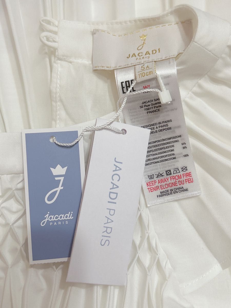 新品 タグ付 jacadi ジャカディ ワンピース ドレス ホワイト 110 新品 タグ付 jacadi ジャカディ ワンピース ドレス ホワイト 110