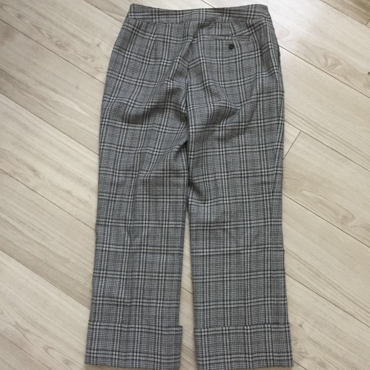 新品タグ 未着 エディー バウアー Eddie Bauer 毛100 wool crop pant サイズP4 グレー地、黒_画像5