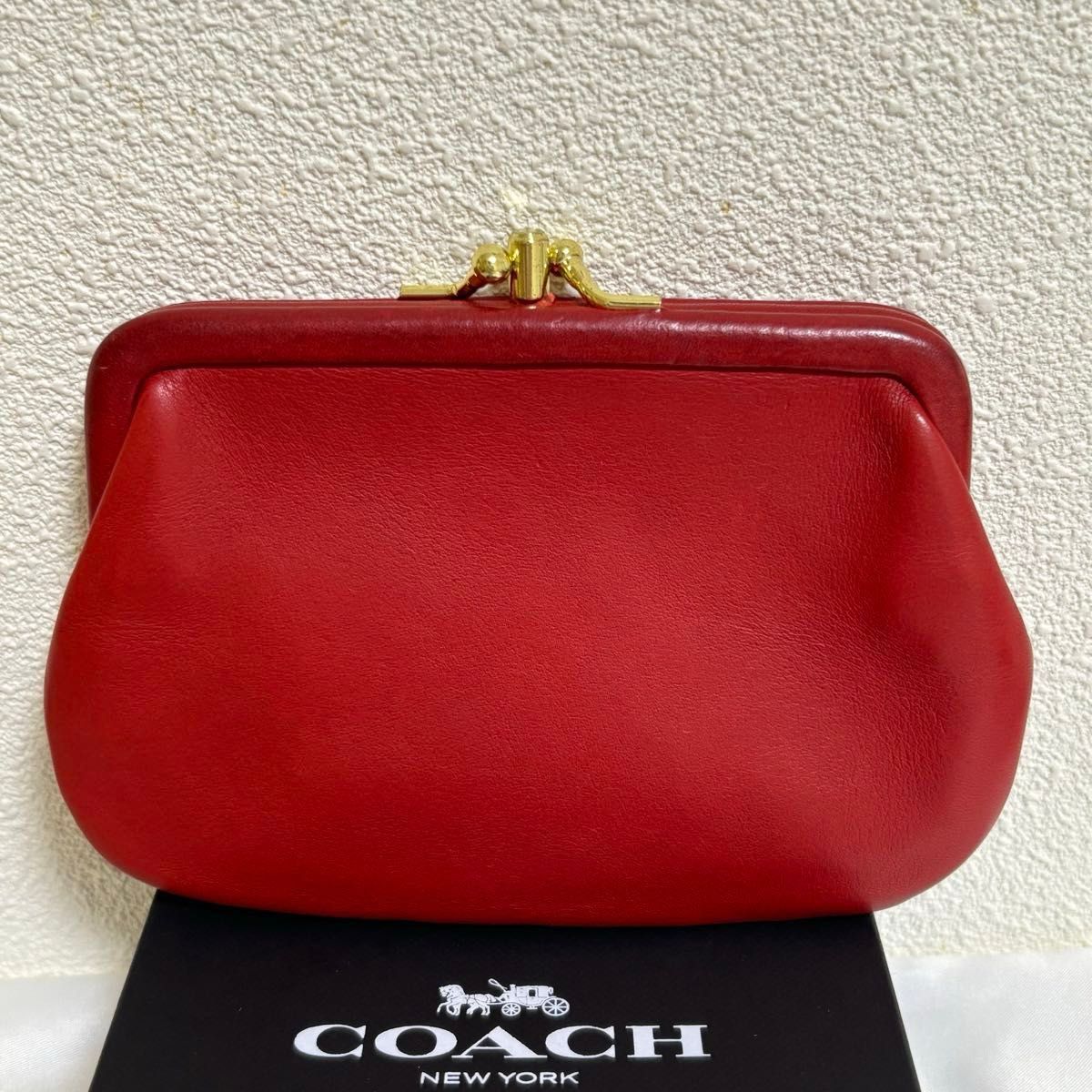 美品・used】coach コーチ ダブルがま口 小銭入れ 赤 レッド 美品・used】coach コーチ ダブルがま口 小銭入れ 赤 レッド