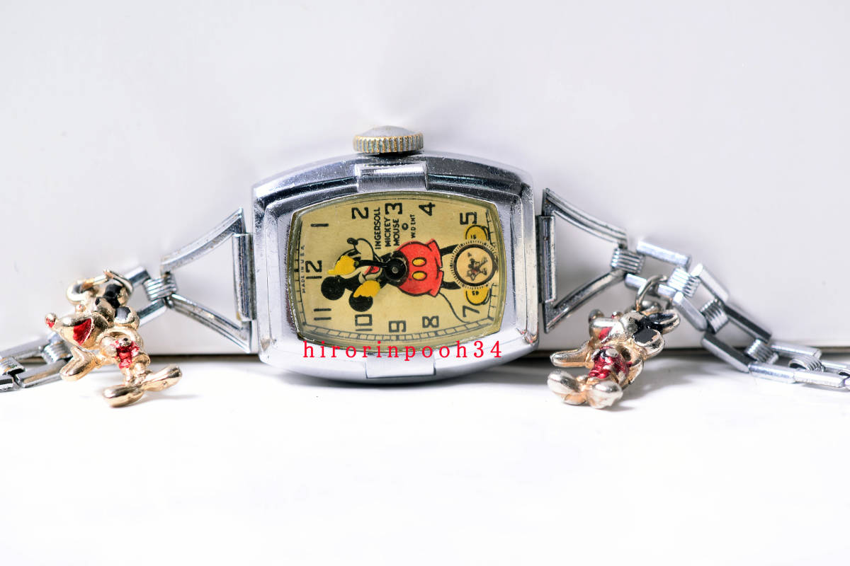  Vintage супер ценный прекрасный товар 38\' Ingersoll Mickey Mouse ручной завод часы Disney OH settled 