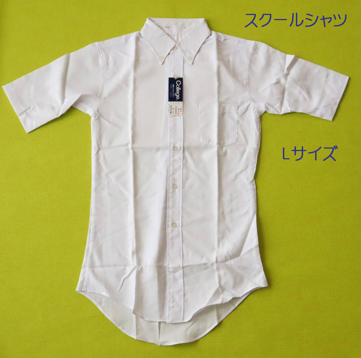 170 　男子　スクールシャツ　ボタンダウン　半袖　Lサイズ　新品　美品　長期保管品　トミヤ㈱　　_画像1