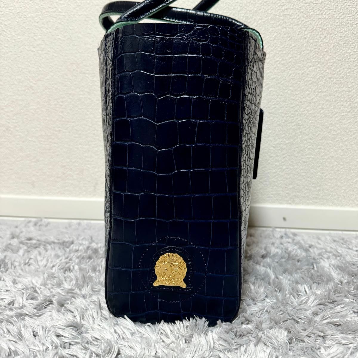 未使用級 限定生産品 A D M J トートバッグ クロコ型押し 未使用級 限定生産品 A D M J トートバッグ クロコ型押し