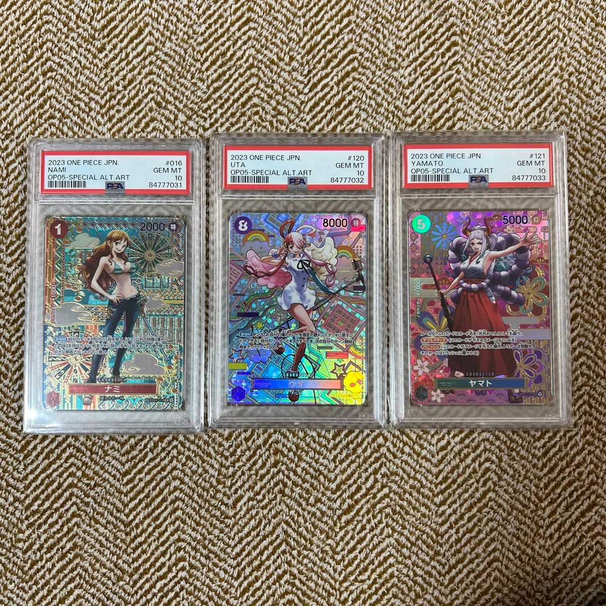 ワンピースカード ナミ ウタ ヤマト SP PSA10 連番 3枚セット ワンピースカード ナミ ウタ ヤマト SP PSA10 連番 3枚セット