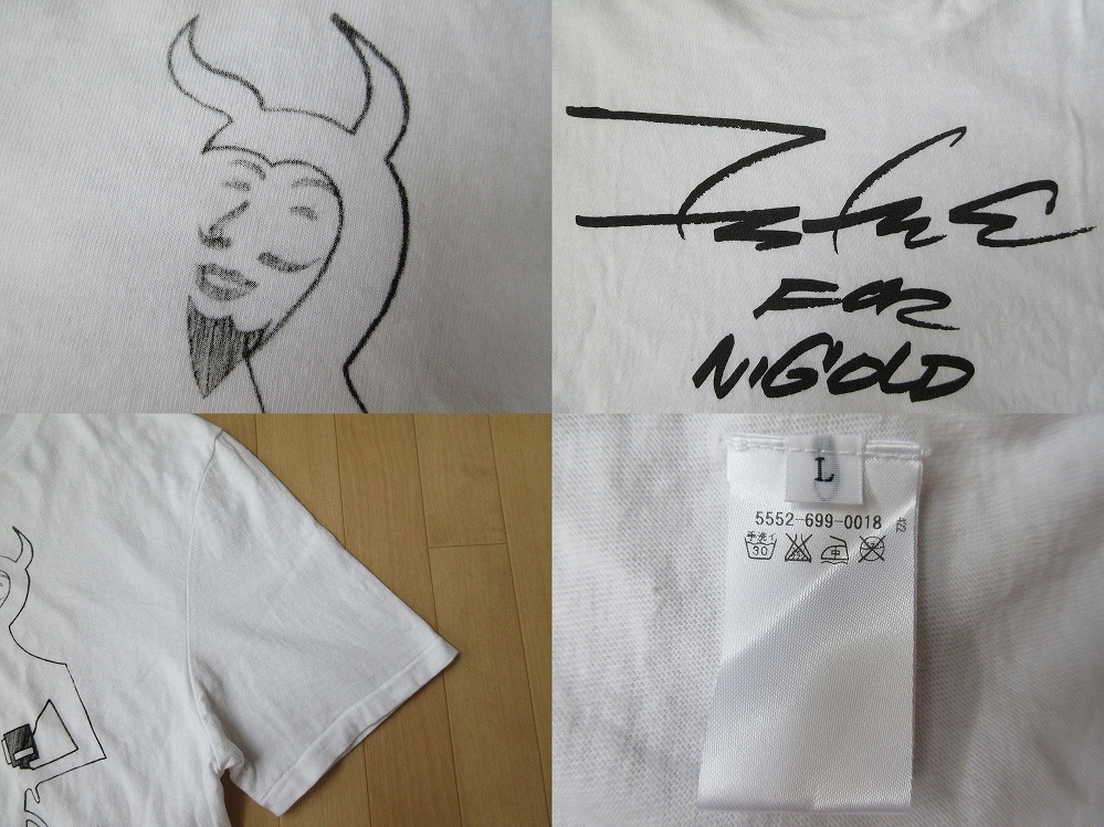  made in Japan NIGOLD by UNITED ARROWS FUTURA EVIL T-shirt L white ni Gold bai United Arrows NIGOf.-chulaART art graph .ti