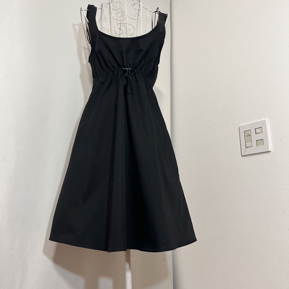 美品】ZARA ショートポプリンドレス ミニワンピース ドロー 美品】ZARA ショートポプリンドレス ミニワンピース ドロー