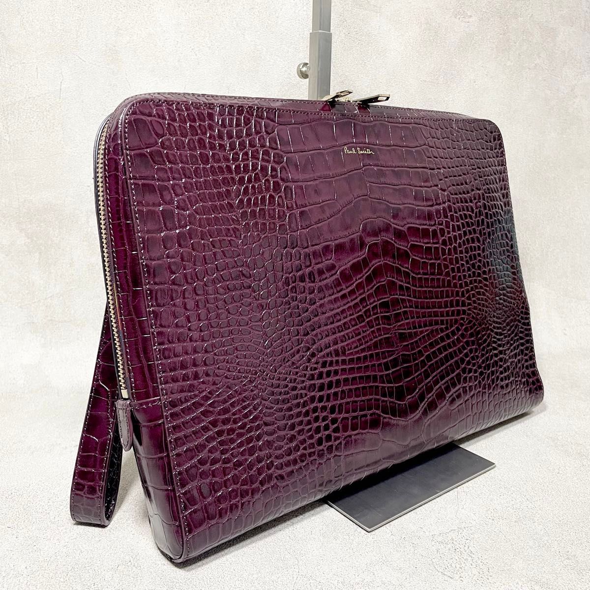 極美品】Paul Smith ポールスミス クラッチバック クロコ 型押し 極美品】Paul Smith ポールスミス クラッチバック クロコ 型押し