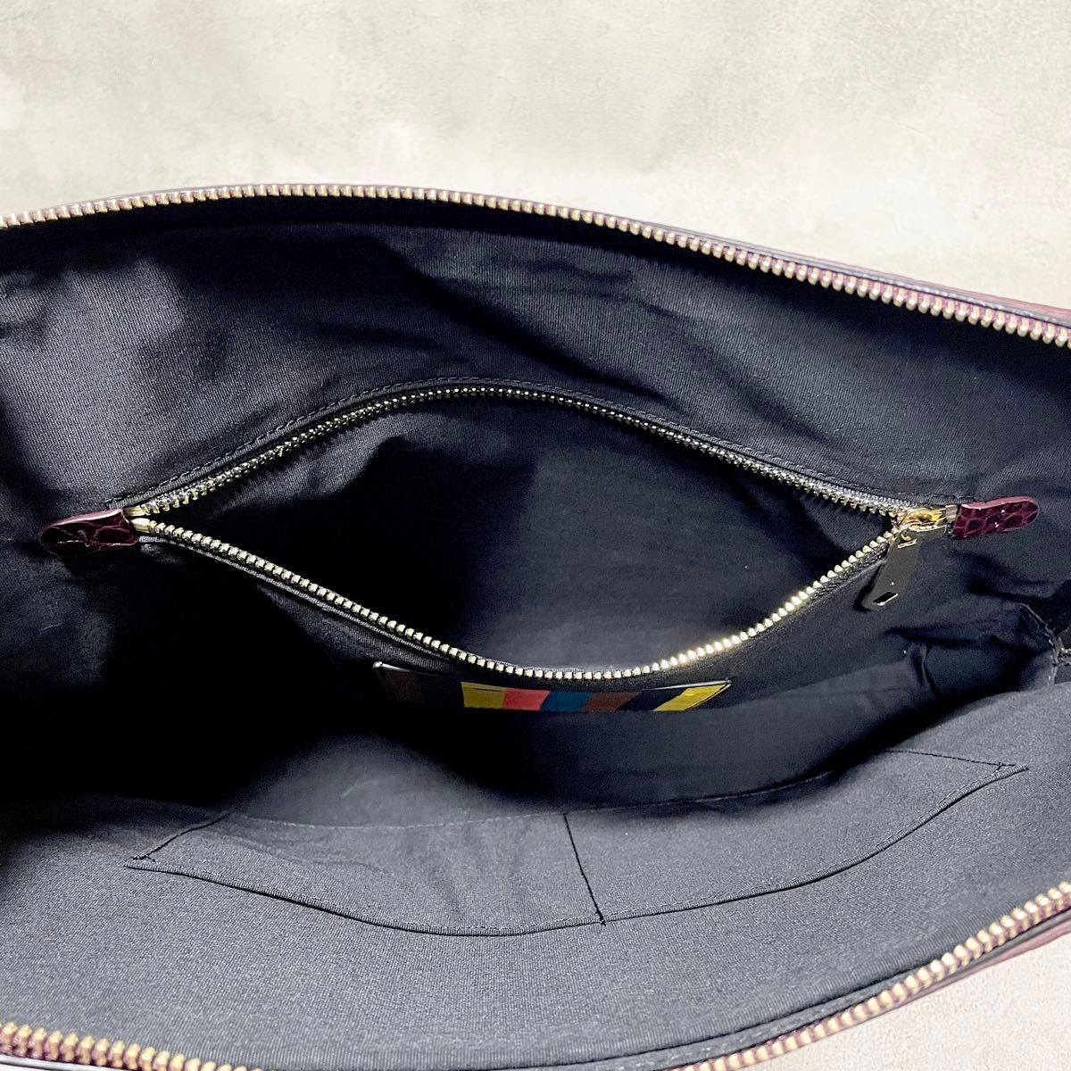 極美品】Paul Smith ポールスミス クラッチバック クロコ 型押し 極美品】Paul Smith ポールスミス クラッチバック クロコ 型押し