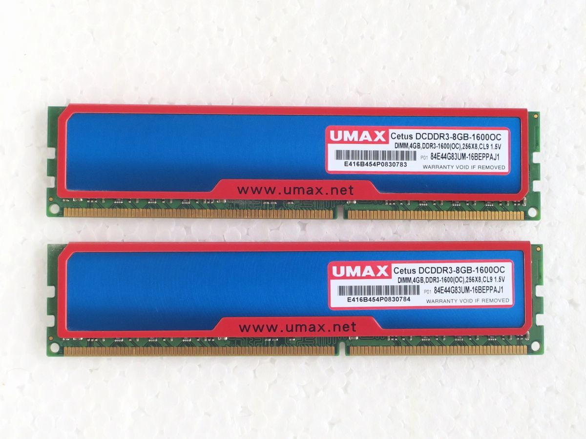 UMAX DDR3 SDRAM PC3-12800U(DCDDR3-8GB-1600OC)4GB×2枚=8GB ■16_裏側です