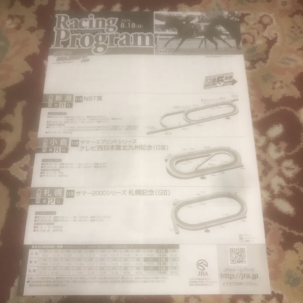 JRA Racing Program 2019.8.18( day ) Sapporo memory (GⅡ), Kitakyushu memory (GⅢ,NST.