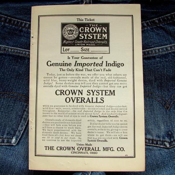 【雑誌広告】1916年 Crown Overalls 広告実物 ワーク カバーオール 古着 激レア 1910年代 USA_画像1