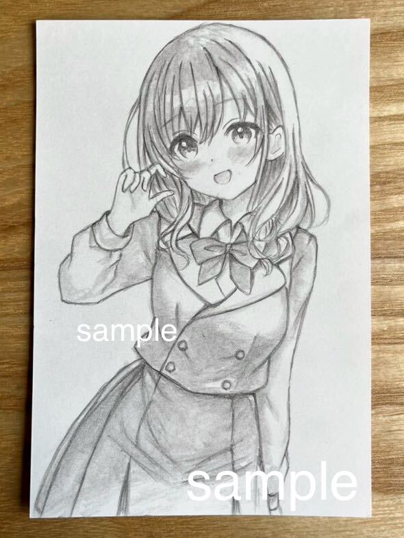 オリジナル 手描きイラスト 女の子 ハガキサイズ 鉛筆画 SR32 オリジナル 手描きイラスト 女の子 ハガキサイズ 鉛筆画 SR32