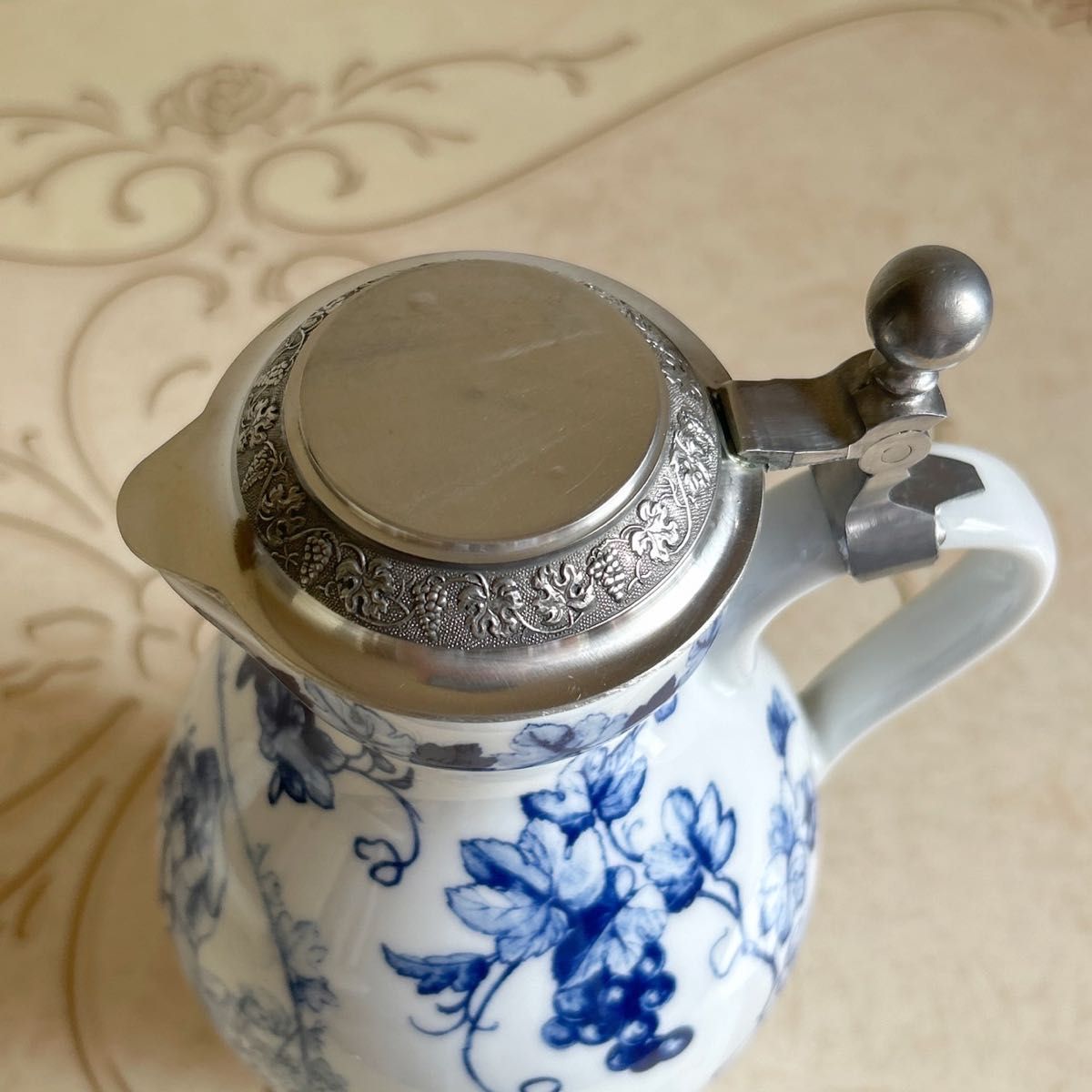 ドイツ製 ピッチャー 水差し 陶器製 Dr Merkle 錫製 ドイツ製 ピッチャー 水差し 陶器製 Dr Merkle 錫製