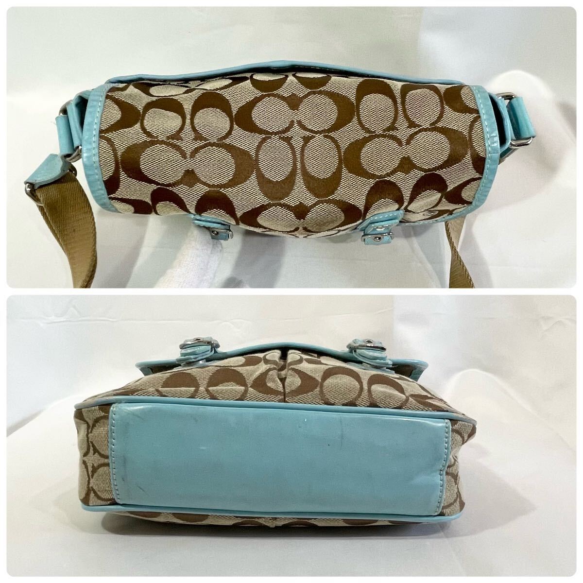 正規品 コーチ COACH ミニ ショルダーバッグ シグネチャー 水色 正規品 コーチ COACH ミニ ショルダーバッグ シグネチャー 水色