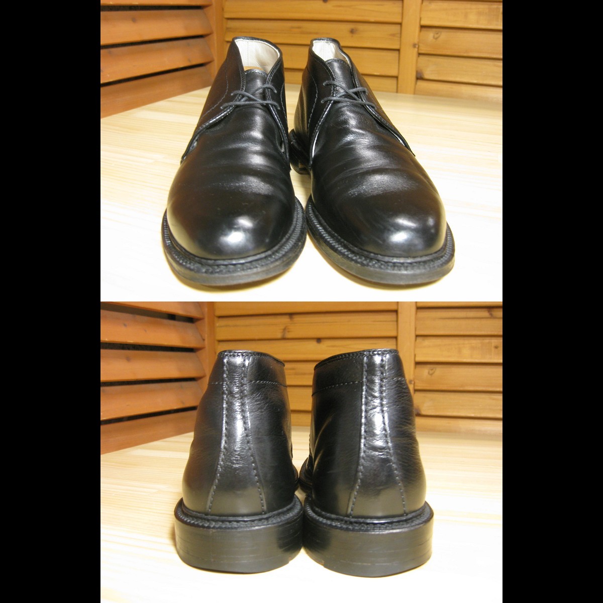 Y送料無料△887【Alden×Leather Soul オールデン】14715 F 別注 カーフレザー チャッカ シューズ 黒 71/2D 箱 保存袋 シューツリー付 _画像6