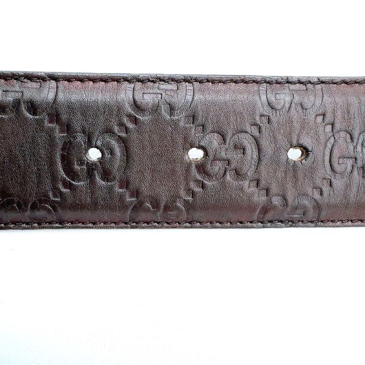 【美品】グッチ GUCCI GG柄 ベルト ダークブラウン レザー GUCCI グッチ レザーベルト インターロッキング GG ロゴ ダーク