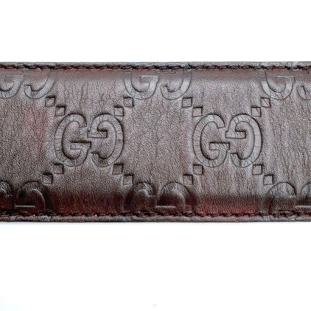 E27507 グッチ インターロッキング レザー ベルト ヴィンテージ ブラウン GUCCI グッチ レザーベルト インターロッキング GG ロゴ ダーク
