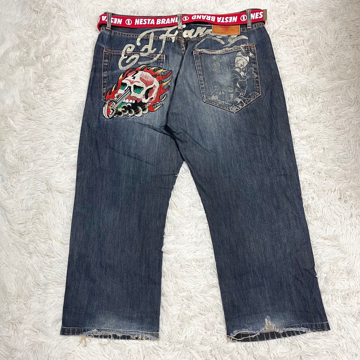 Ed Hardy】エドハーディー 07'sデニムパンツ ワッペン刺繍 Ed Hardy】エドハーディー 07'sデニムパンツ ワッペン刺繍