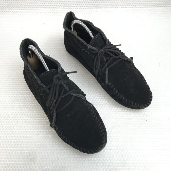 Minnetonka/ Minnetonka * moccasin shoes / short boots [size:7/23.5-24.0/black/ black ] suede /sneakers/Shoes/trainers*sB-176