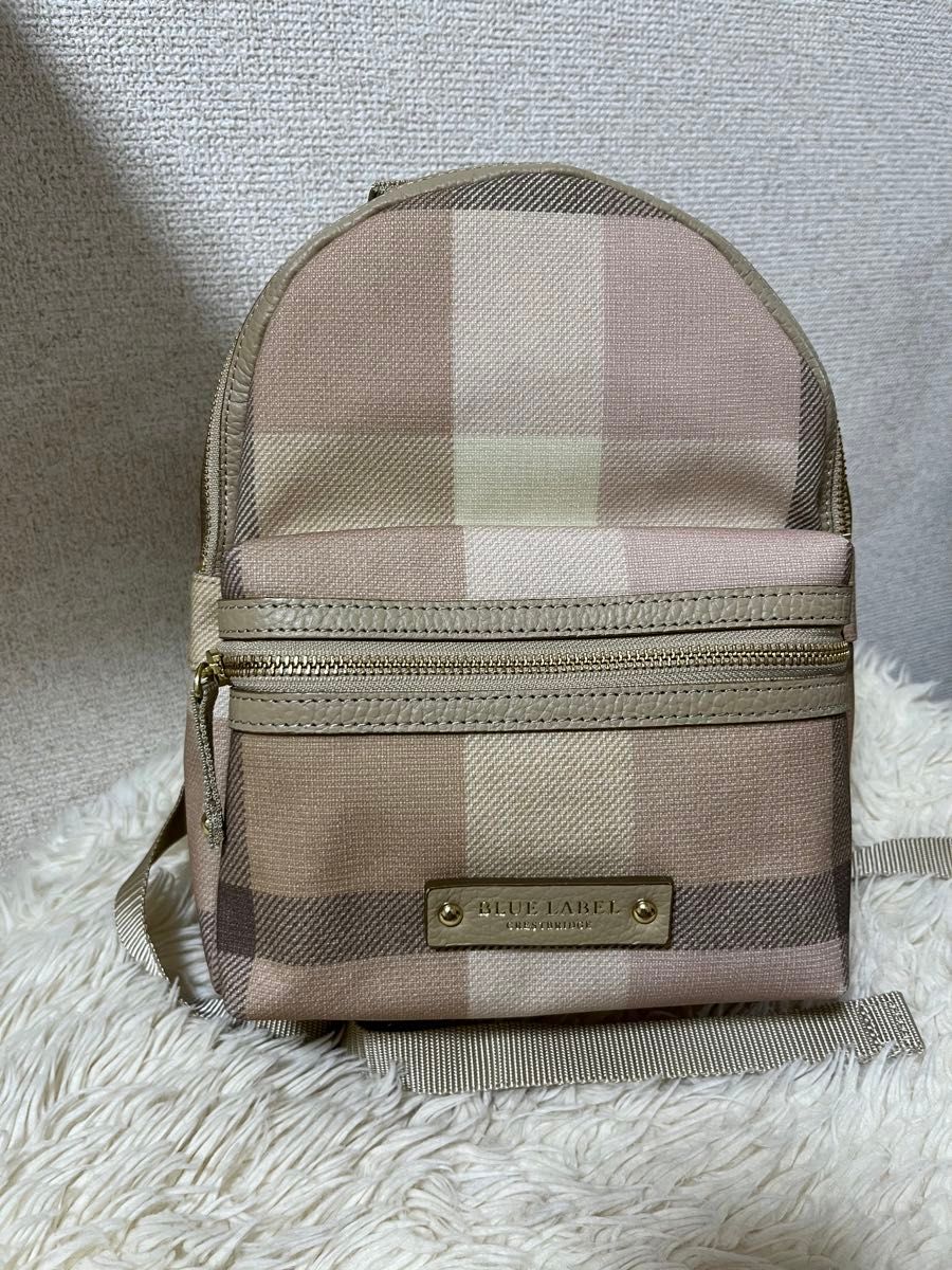 ブルーレーベルクレストブリッジ ピンク チェック リュック 新品 ブルーレーベル クレストブリッジ ピンクチェックリュック