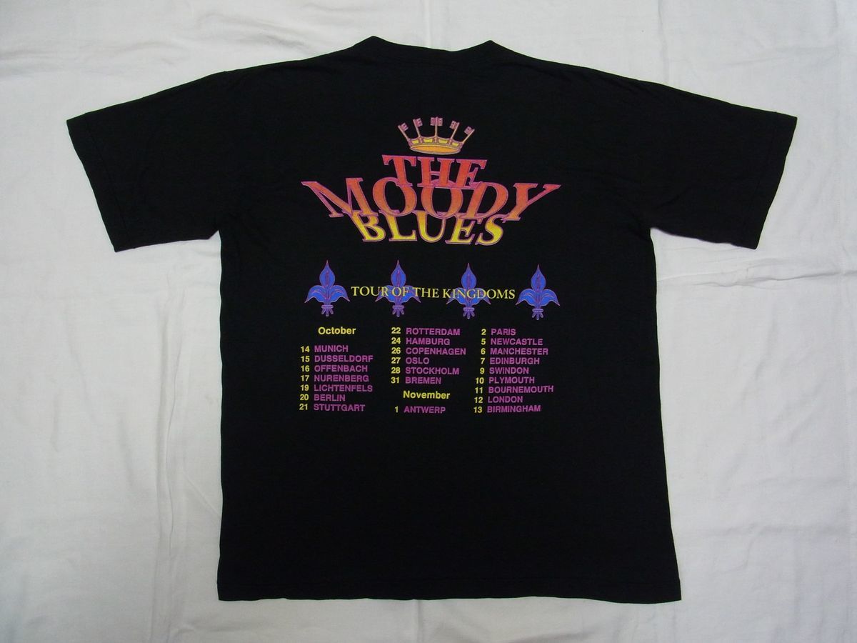 ☆美品・未着用☆ 90s ビンテージ The Moody Blues ムーディー・ブルース ヨーロッパ ツアー Tシャツ 黒 ☆USA古着 ロック バンド 80s OLD_画像2