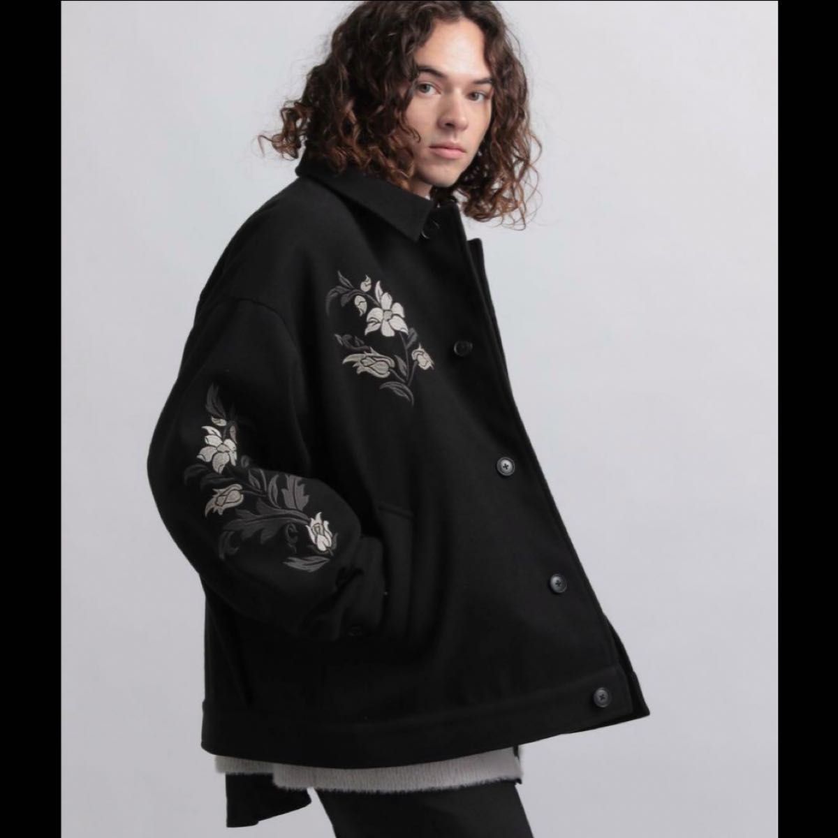HARE ハレ ウーリーテックフラワーシシュウブルゾン ブラック M HARE ハレ ウーリーテックフラワーシシュウブルゾン ブラック M