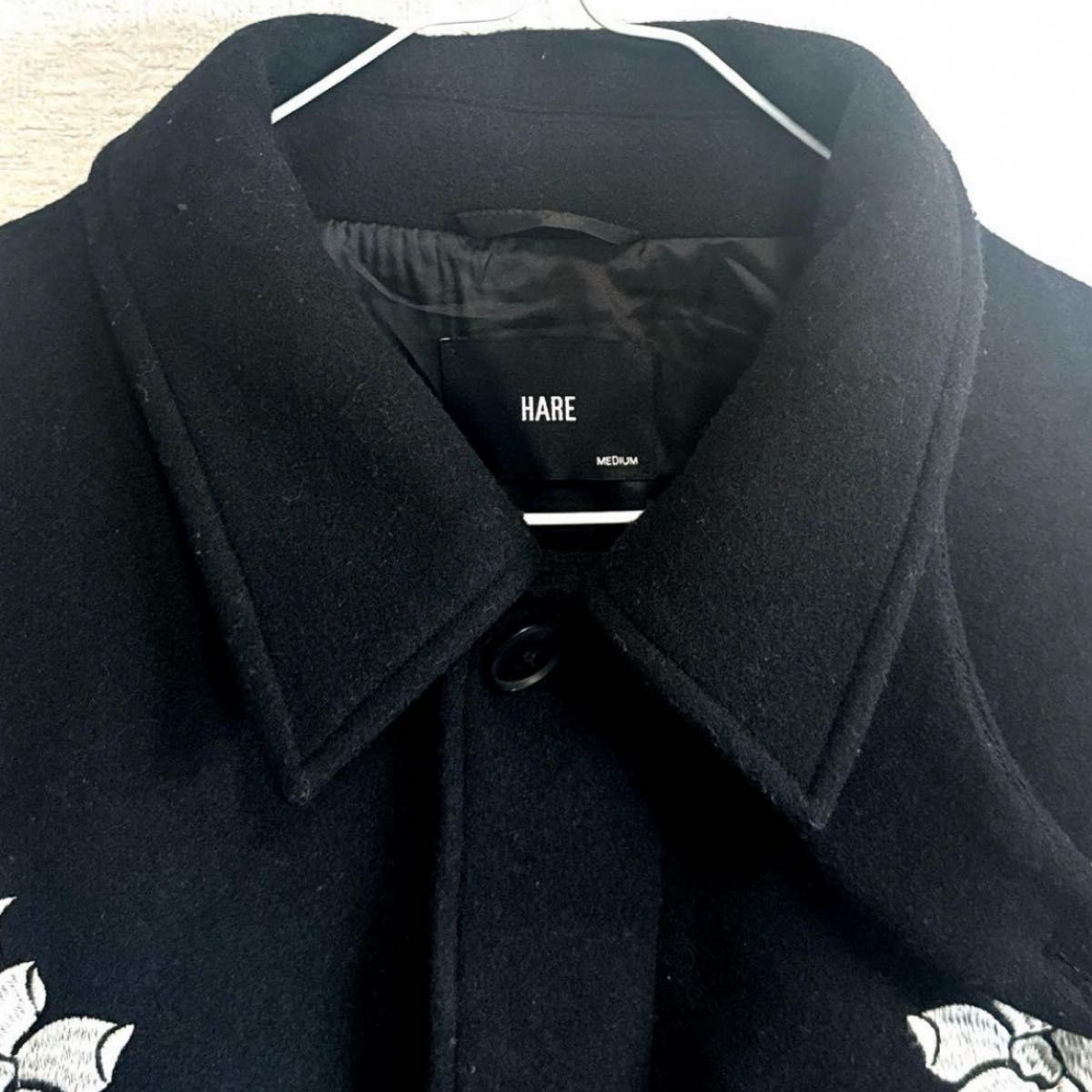 HARE ハレ ウーリーテックフラワーシシュウブルゾン ブラック M HARE ハレ ウーリーテックフラワーシシュウブルゾン ブラック M