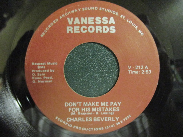 Charles Beverly ： Don't Make Me Pay For His Mistakes 7'' / 45s ★ EX, Final Decisions / '80s Modern Soul モダン ソウル ☆_画像1